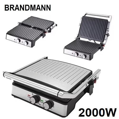 Grill & Pannini Electrique XL en inox 2000W BRANDMANN BR-SM-002 – Image 2