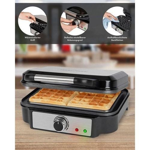 Gaufrier Électrique inox Avec 2 Gaufres 1000 Watts Proficook PC WA 1240 Gris – Image 6