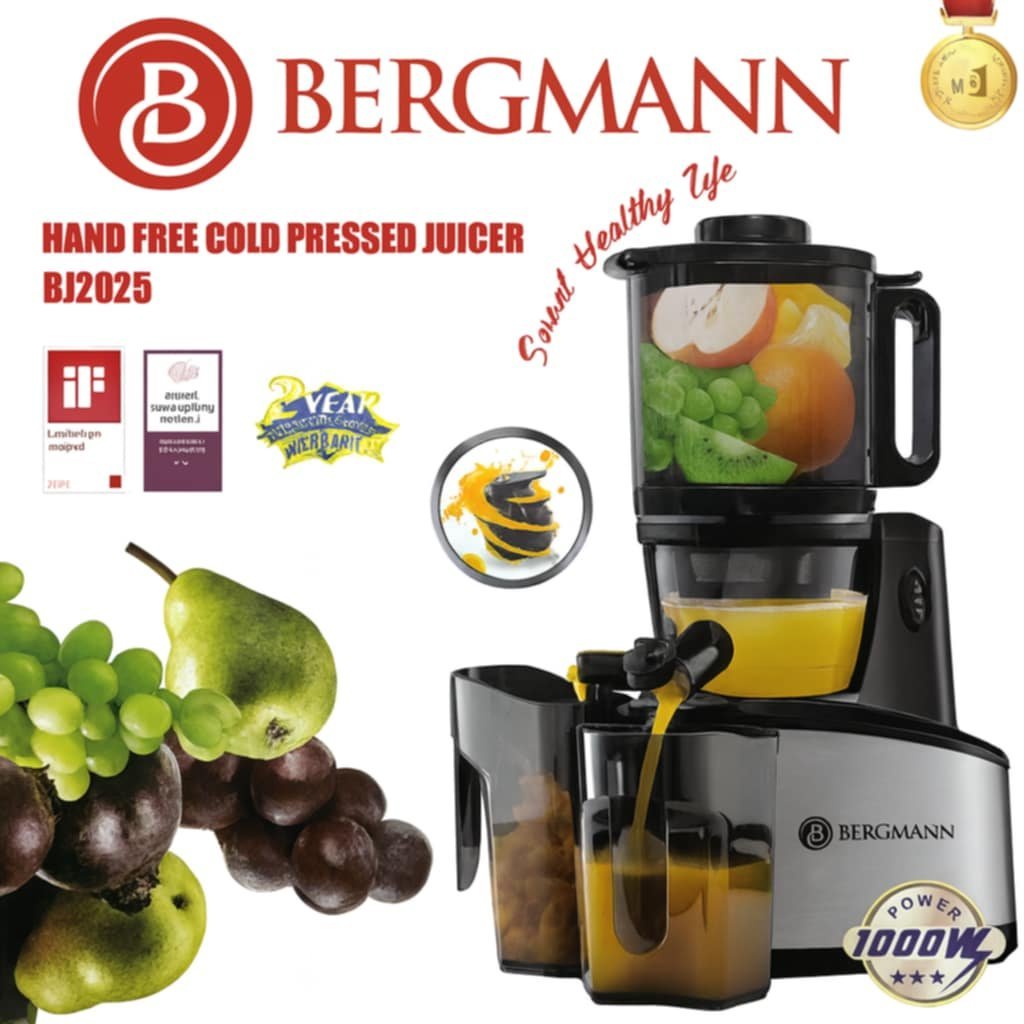 Extracteur de jus inox 1000W Bergmann BJ2025 – Image 3