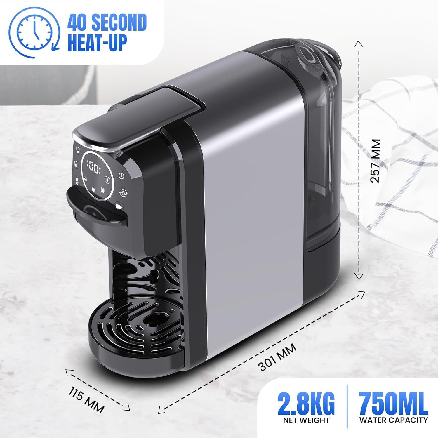 Cafetière inox 4 en 1 Multi-Capsules 20 Bar 1400W Multismart MS-CF2101 – Image 5