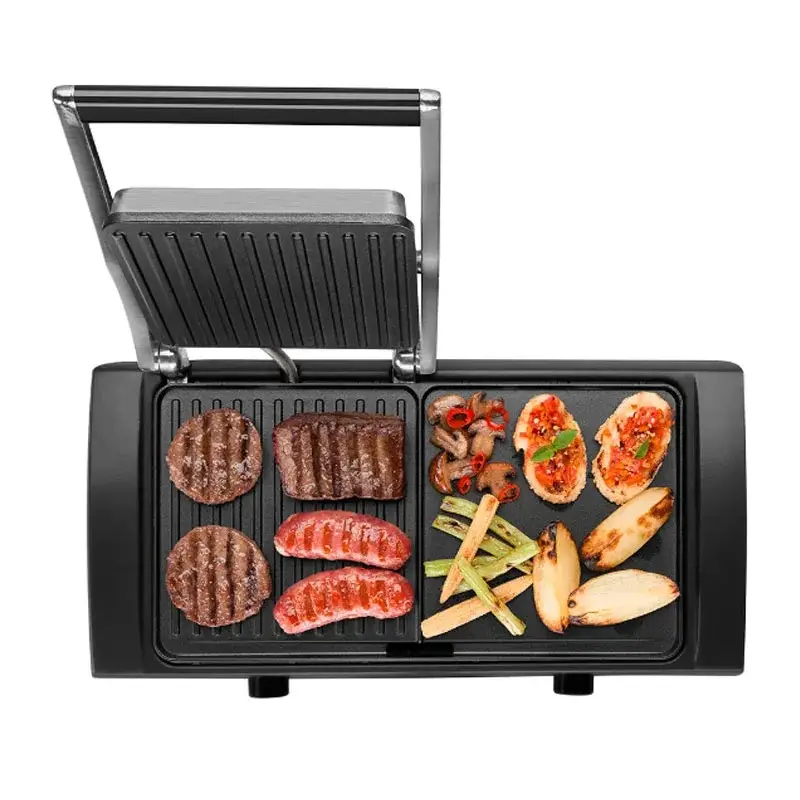 Planche a Grille et Panineuse inox 2 en 1 - 1500W 38x20 CM Multismart MS-GL1111 – Image 6