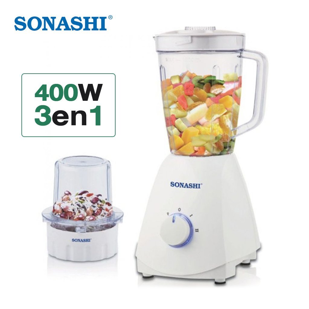 Blender Électrique 2en1 400W Avec 4 Vitesses Blanc SONASHI SB-161 – Image 2