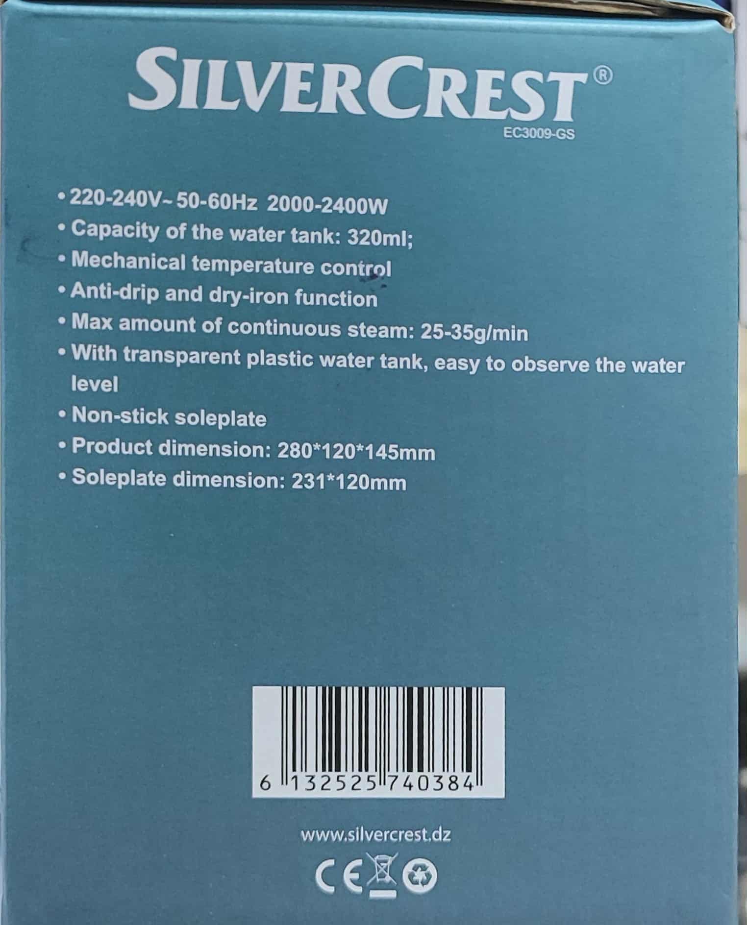 Fer a Repasser a Vapeur SilverCrest Steam IRON 2400W SilverCrest EC3009-GS – Image 3