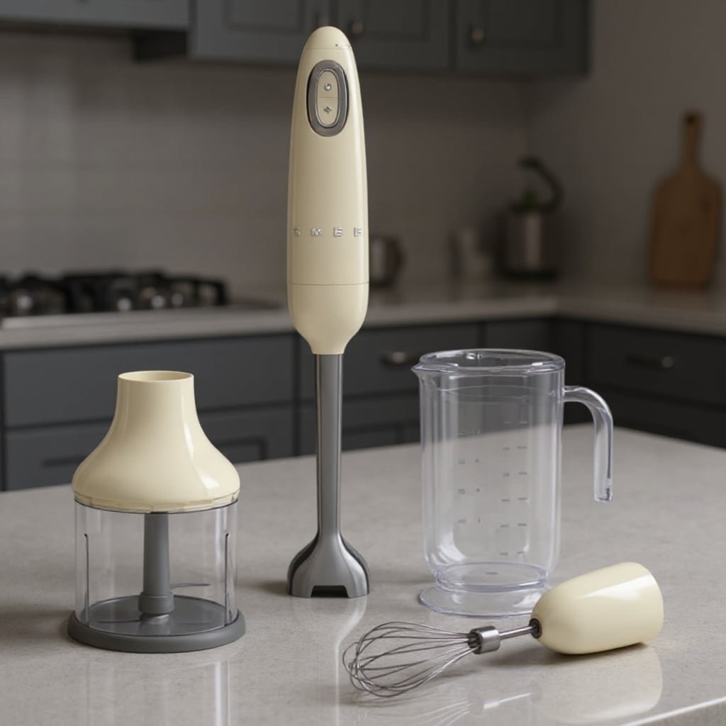 Mixeur plongeant Multifonctions avec accessoires 700W Crème SMEG HBF03CREU