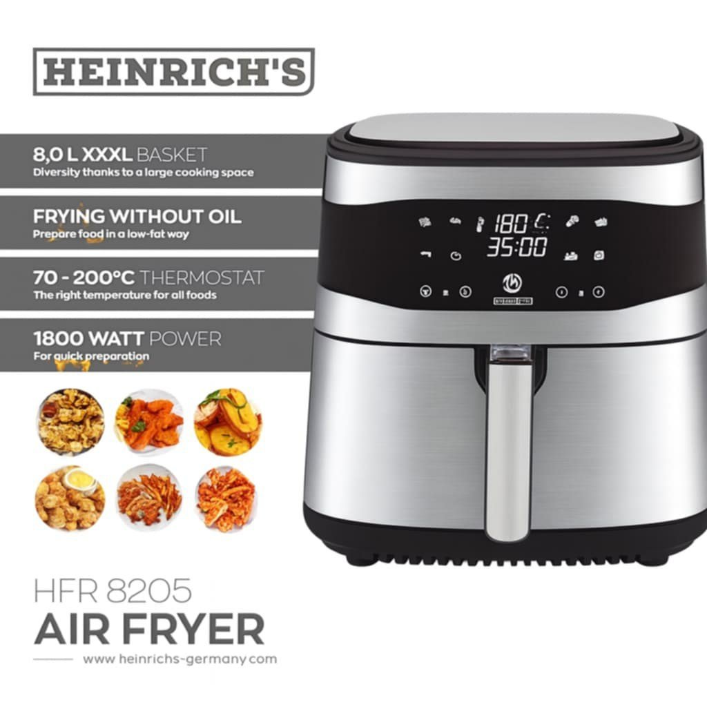 AirFryer inox 8L 1800W 200° Heinrich´s Germany HFR 8205 – Image 2