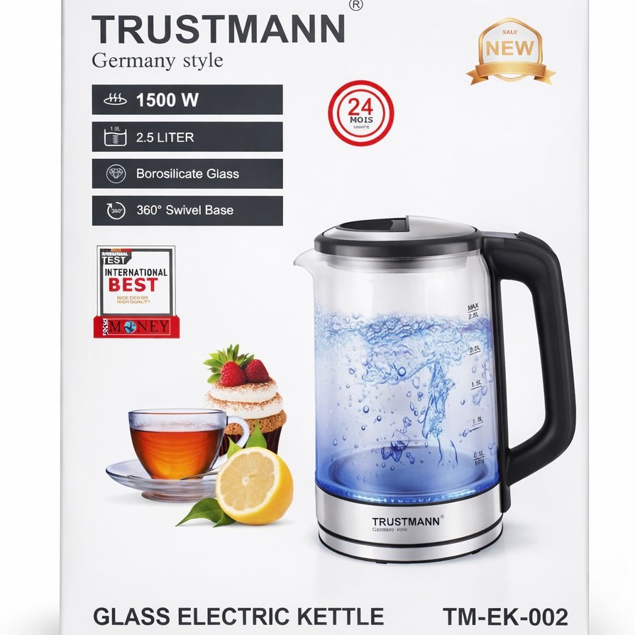 Bouilloire électrique en verre 2.5L 2500W TRUSTMANN TM-EK-002 – Image 2