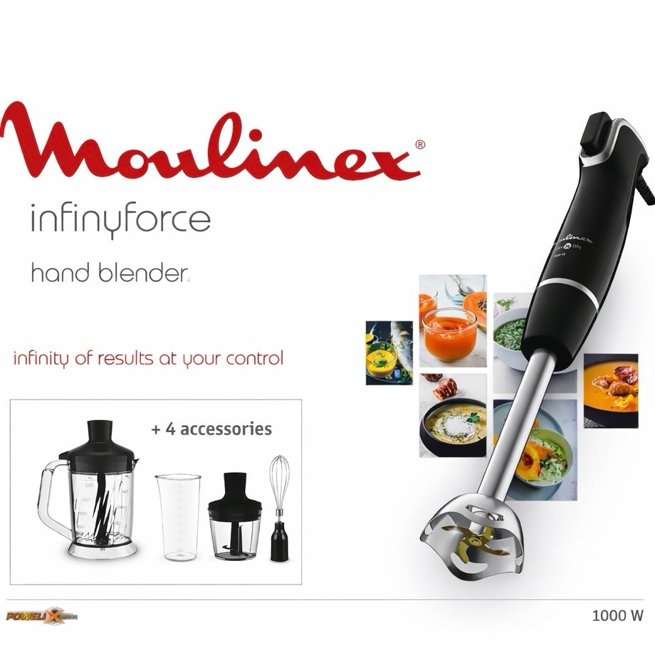 BRAS MIXEUR COFFRET 1000W AVEC 4 ACCESSOIRES ET LAMMES powelix MOULINEX DD94L810 – Image 2