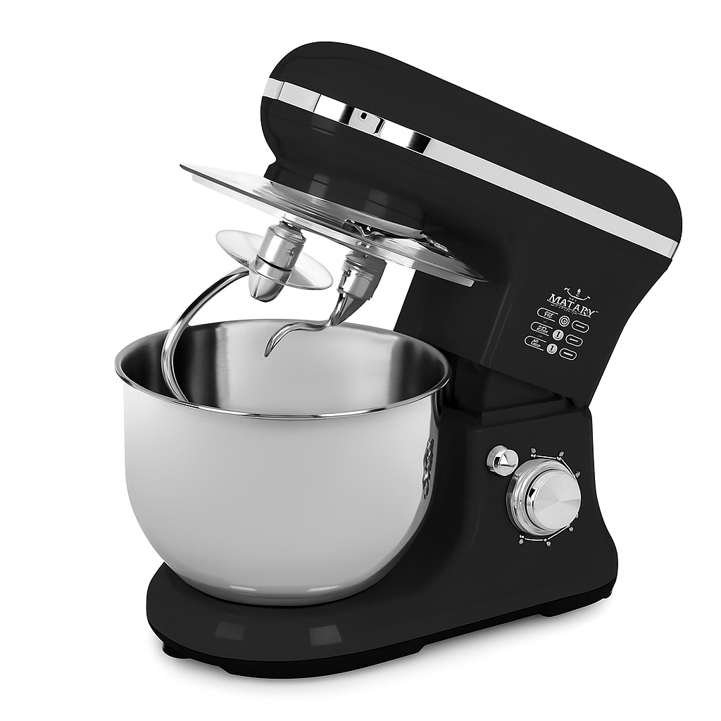Pétrin Double Crochets 05L - 1200W avec 04 Accessoires Noir Matrix MX-4085