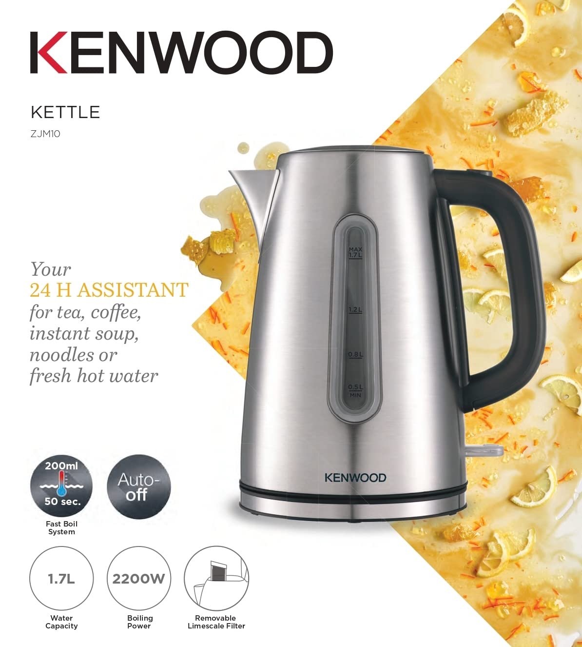 Bouilloire Électrique Sans Fil 1.7L 2200W Kenwood ZJM10 – Image 2