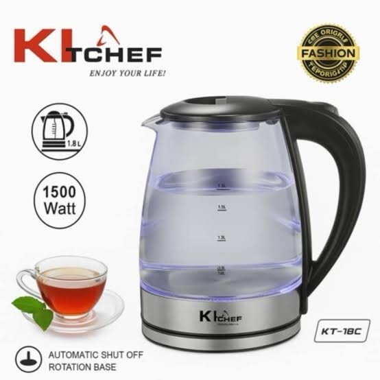 Bouilloire Électrique en Verre 1.8L – 1500W avec LED & Arrêt Automatique | KItCHEF KT-18C – Image 2