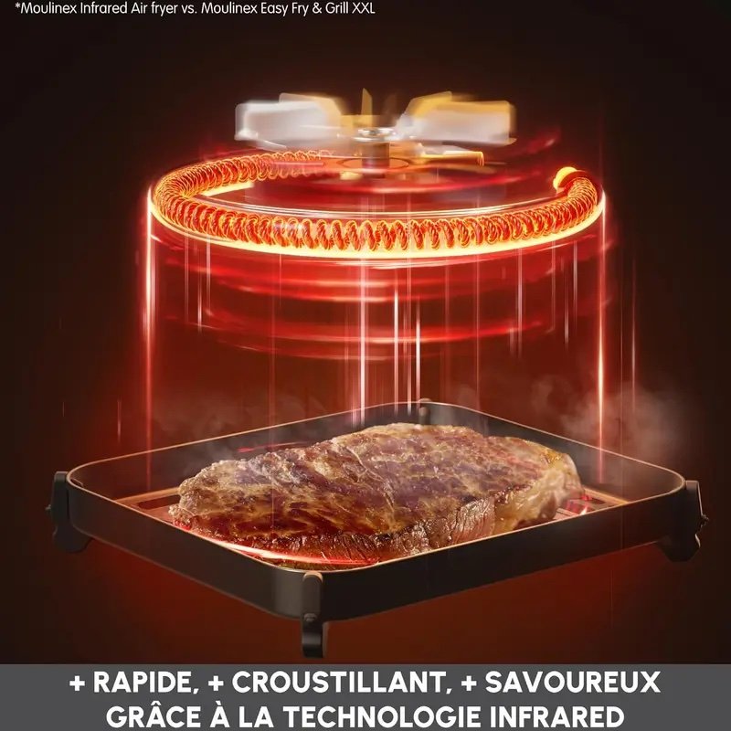 Friteuse Sans Huile Infrarouge 7L Avec 8 Modes Et maintien Au Chaud Cuisson Rapide Et Homogène Easy Fry Moulinex EZ831GF0 – Image 5