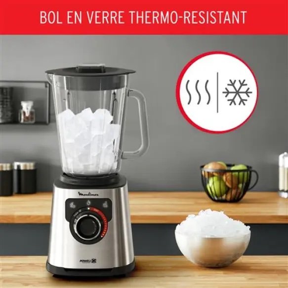 Blender Électrique Haute Vitesse 1200W Bol en verre thermorésistant 2L PerfectMix+ Moulinex LM871D10 – Image 3