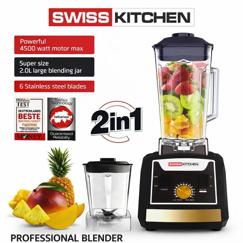 Blender 2 en 1 – 4500W 6 Lames SwissKitchen – Image 2