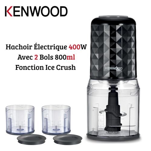 Kenwood Hachoir Électrique avec 2 Bol 800ml 400W 4 Lames avec 2 Vitesses et Fonction Ice Crush - CHP40.500BK – Image 2