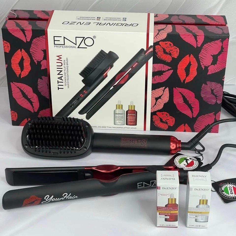 Lisseur + brosse titanium Enzo EN-3846