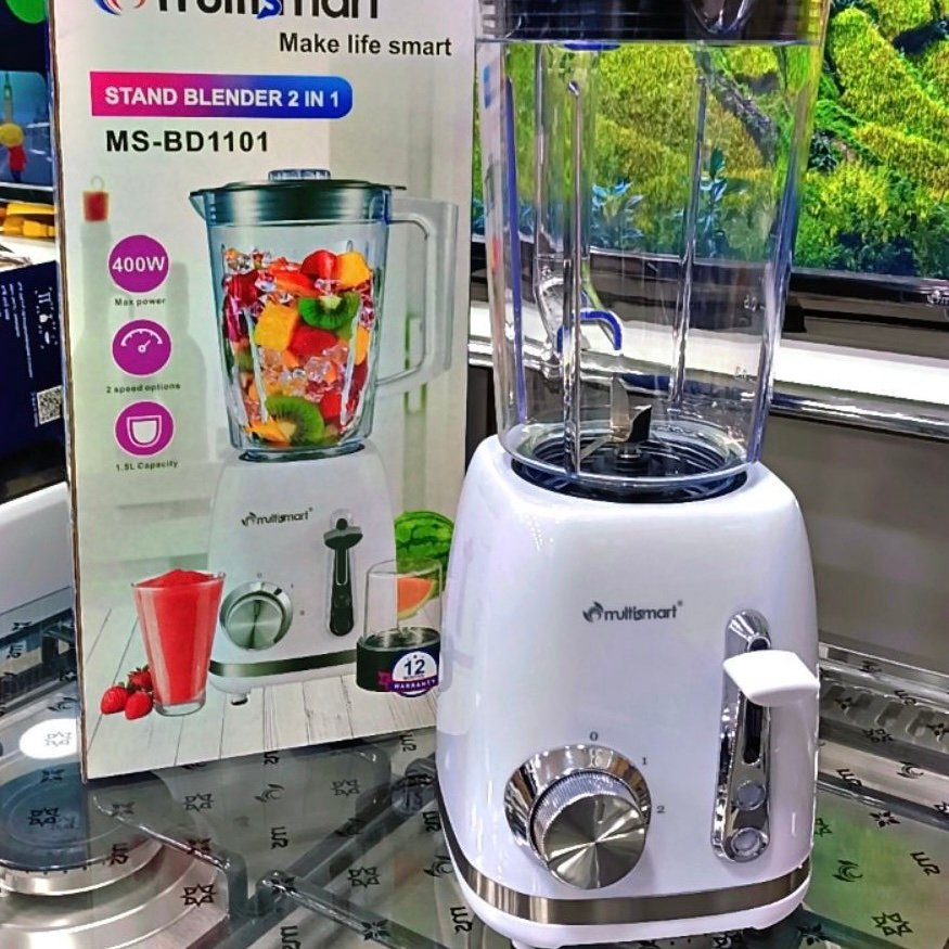 Blender 2en1 400w Mixeur 1.5l et Grinder Multismart MS-BD1101 – Image 3