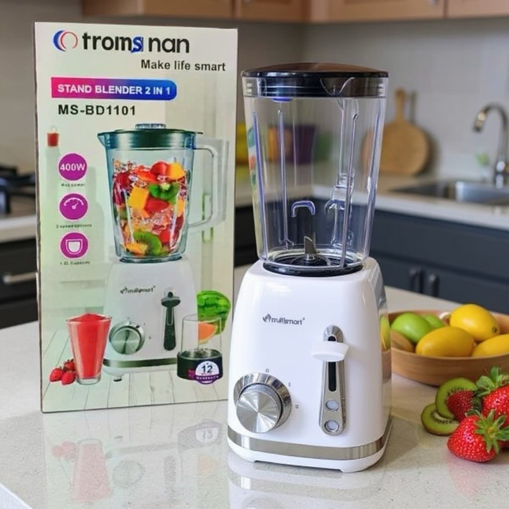 Blender 2en1 400w Mixeur 1.5l et Grinder Multismart MS-BD1101