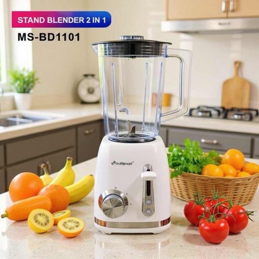 Blender 2en1 400w Mixeur 1.5l et Grinder Multismart MS-BD1101 – Image 2