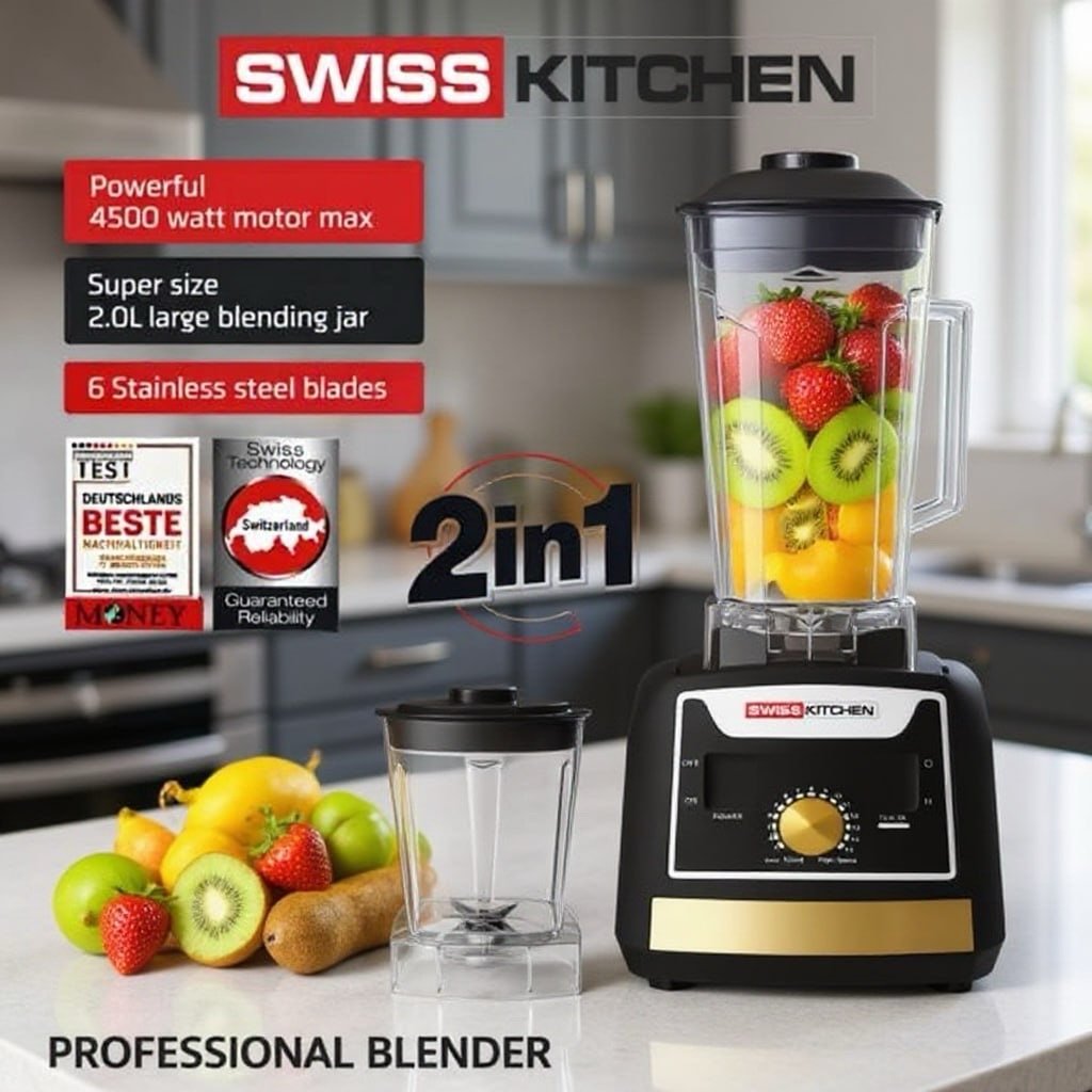 Blender 2 en 1 – 4500W 6 Lames SwissKitchen