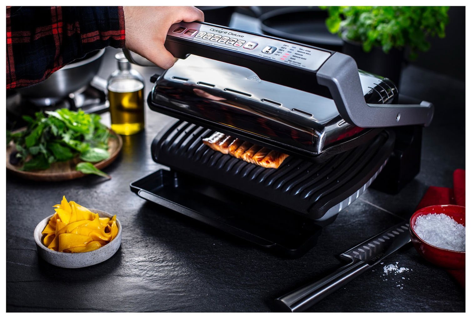 Grill à contact TEFAL GC707D - Acier inoxydable - 5 niveaux de cuisson - 2000 Watt – Image 2