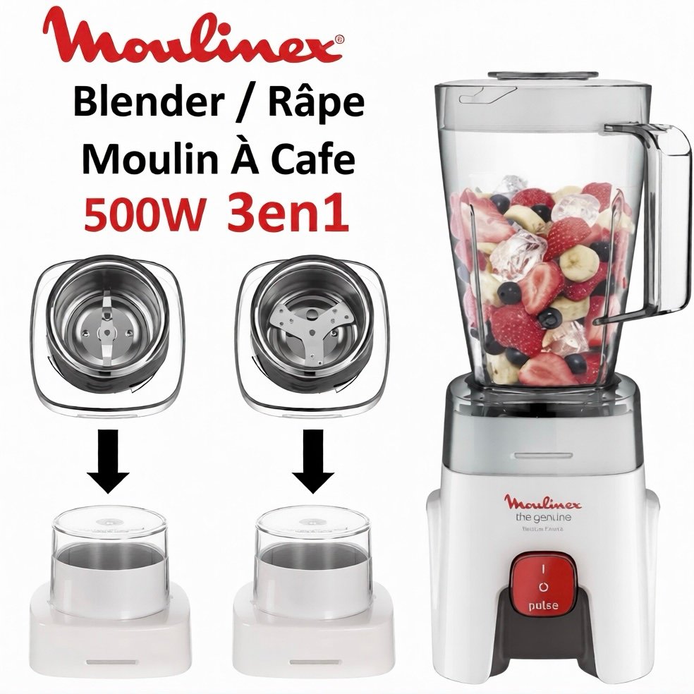 Blender 1.75L 500W Avec Râpe Et Moulin À Café Moulinex Genuine LM242B25 – Image 2