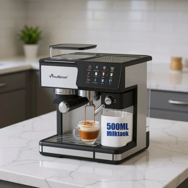 Machine à café Multifonction Pro Café Grain+ Lait + cappuccino 20 Bar 2.6L 1350W + Fonction Moulin a café MULTISMART MS-CF5012