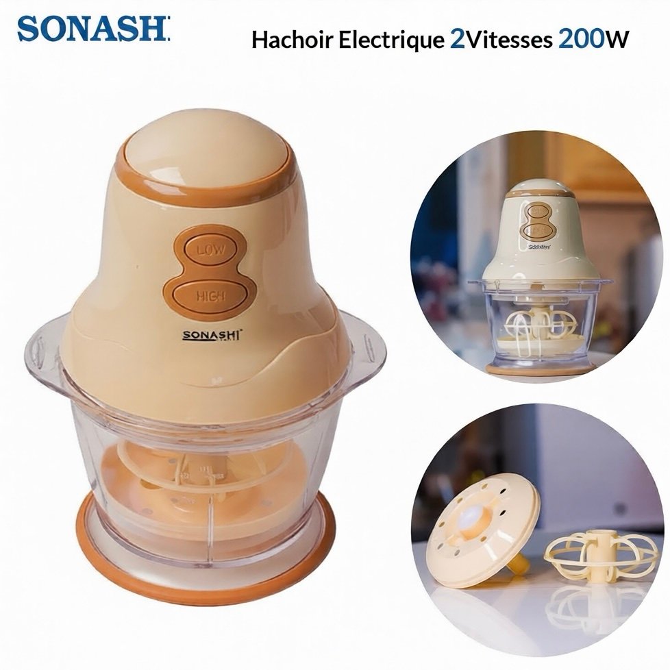 Hachoir Electrique avec fouet 2Vitesses 200W Sonashi SMC-06 – Image 2