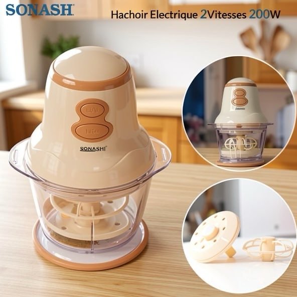 Hachoir Electrique avec fouet 2Vitesses 200W Sonashi SMC-06