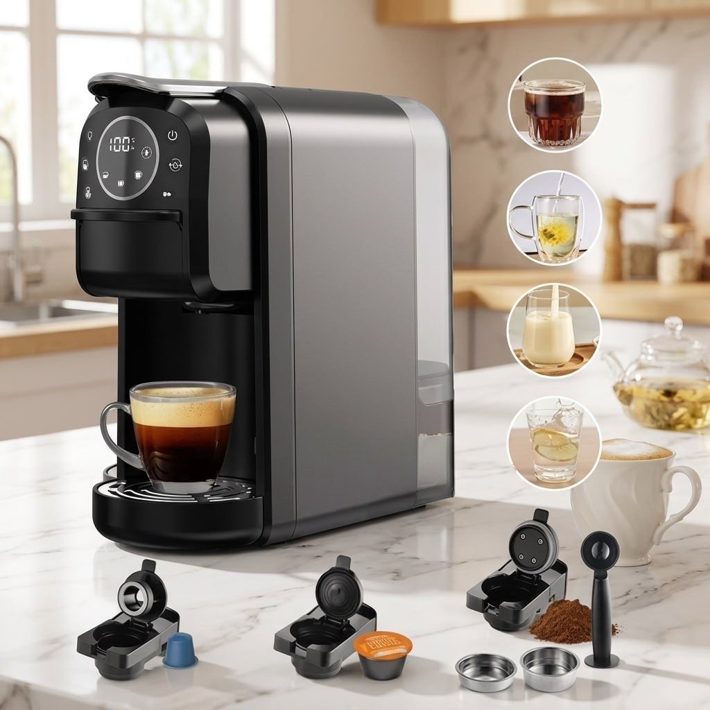 Cafetière inox 4 en 1 Multi-Capsules 20 Bar 1400W Multismart MS-CF2101