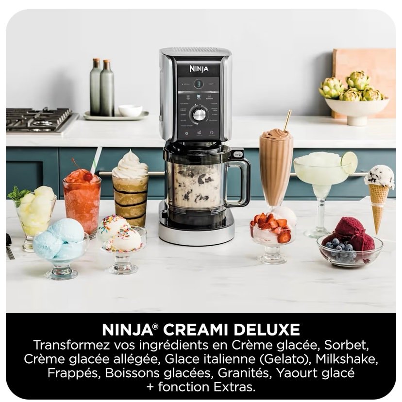 Machine à glace Ninja CREAMi Deluxe 10-en-1 – Glaces, sorbets et gelato maison NC502EU – Image 2