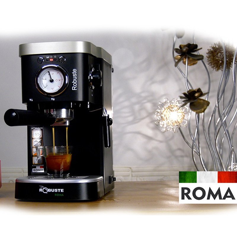 Machine à café a Bras inox 15 bar 1100W 1.2L Café Poudre Robuste Roma – Image 3