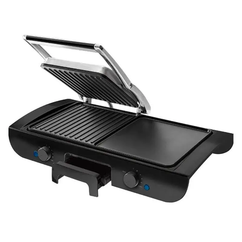Planche a Grille et Panineuse inox 2 en 1 - 1500W 38x20 CM Multismart MS-GL1111 – Image 3